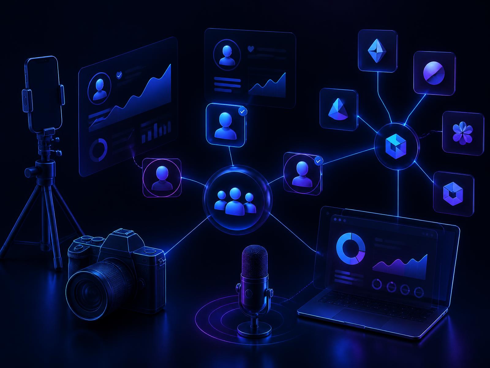Creator equipment and social analytics panels connected to brand profiles